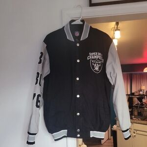 Raiders Super Bowl Champion Black and Gray Jacket Limited Edition Size Medium